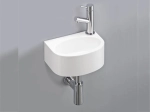 Lave-mains pour WC, suspendu semi-arrondi, parfait pour les espaces restreints, Largeur 27,5 cm, Profondeur 19,5 cm, Hauteur 12 cm, résine minéral, Livraison 5-7 jours OFFERTE.